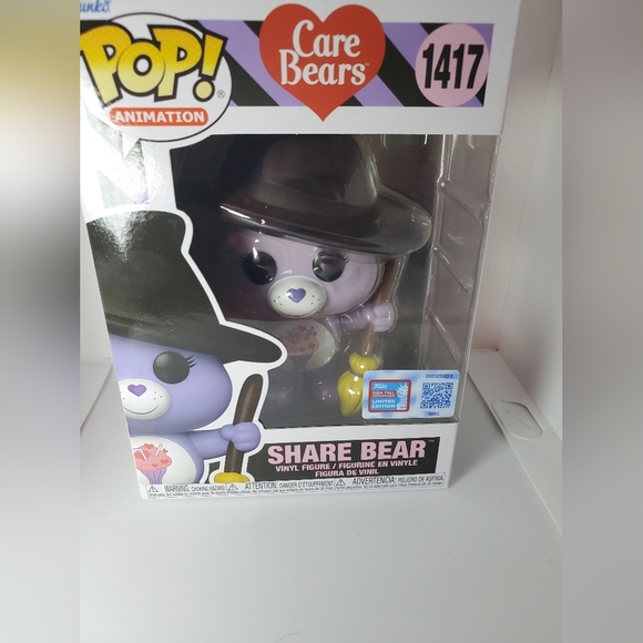 Funko Pop! Purple Care Bear 1417 Share Bear NYCC 2024 LE Sticker Witch Halloween - Picture 2 of 8